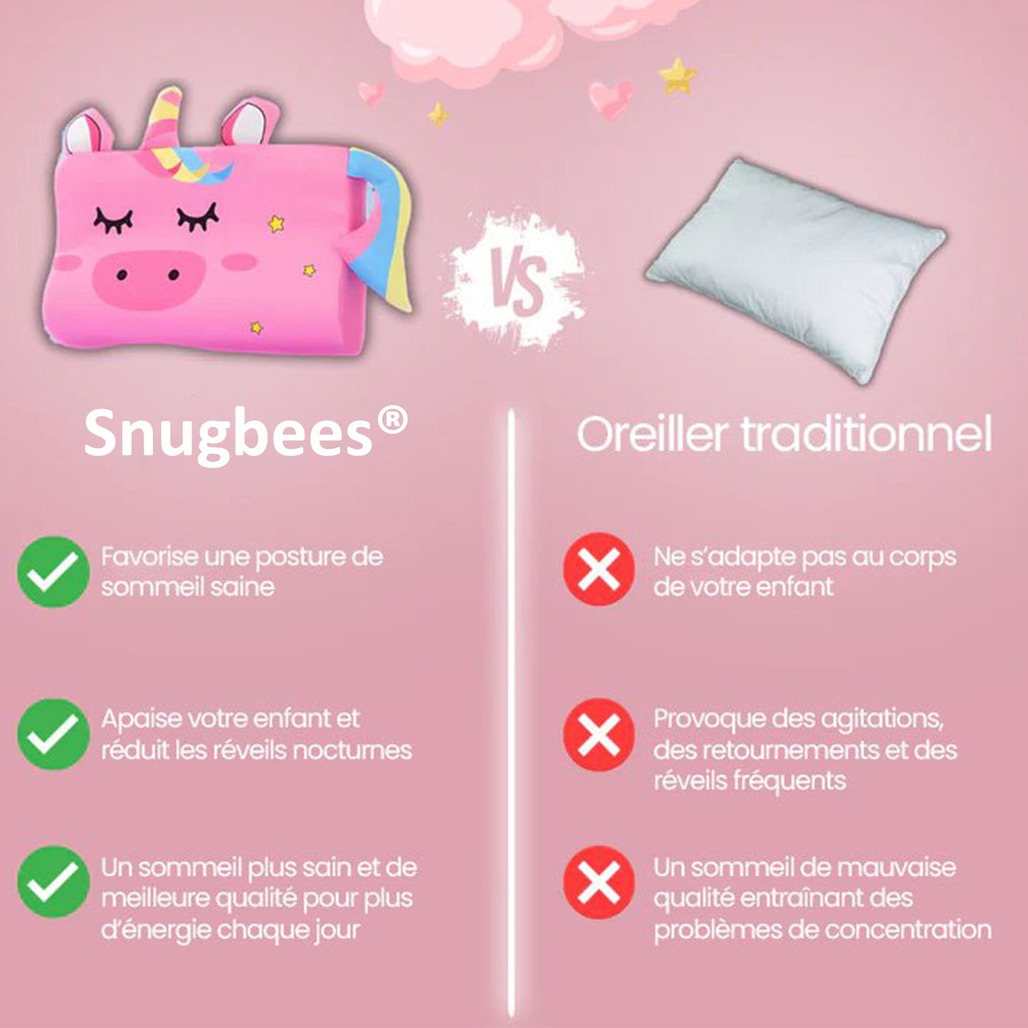 Snugbees® - L’oreiller apaisant pour les petits cerveaux en ébullition